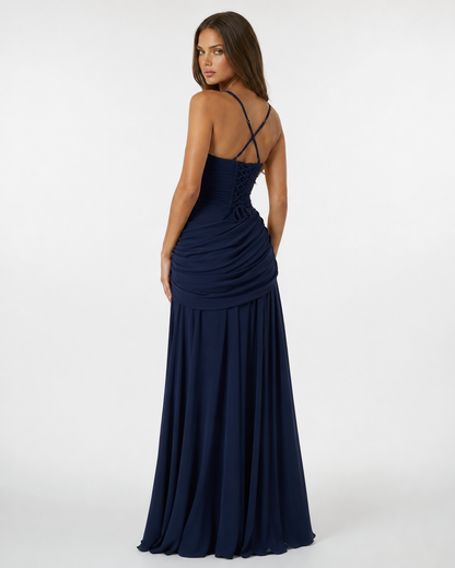 Sara | Vestido Maxi Escote Cuadrado Drapeado