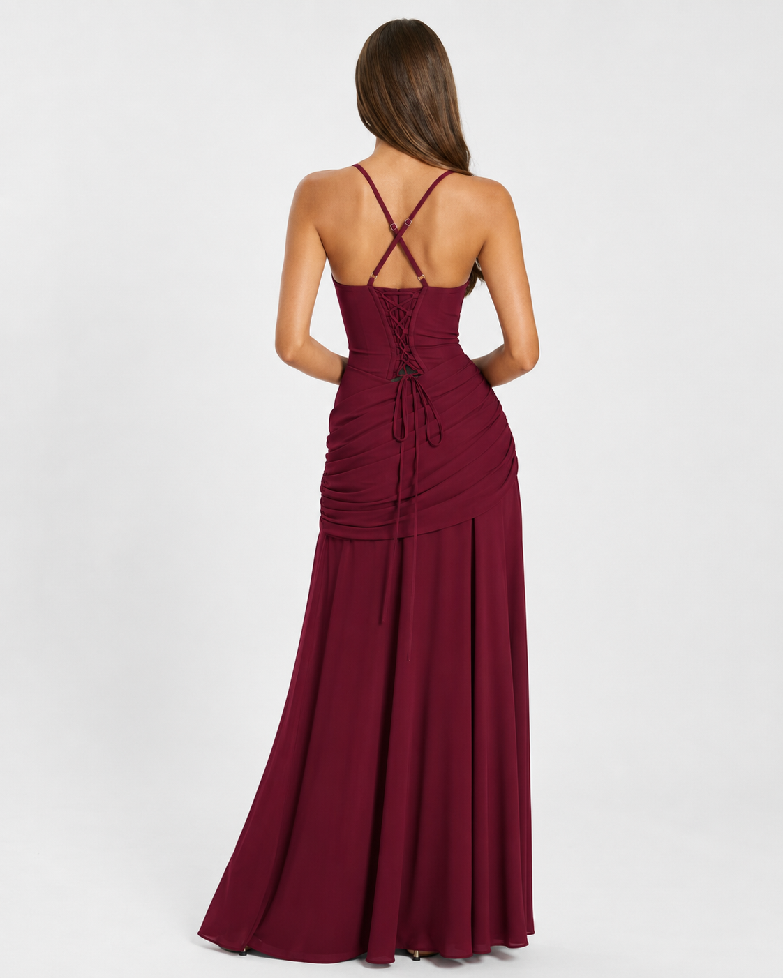 Sara | Vestido Maxi Escote Cuadrado Drapeado