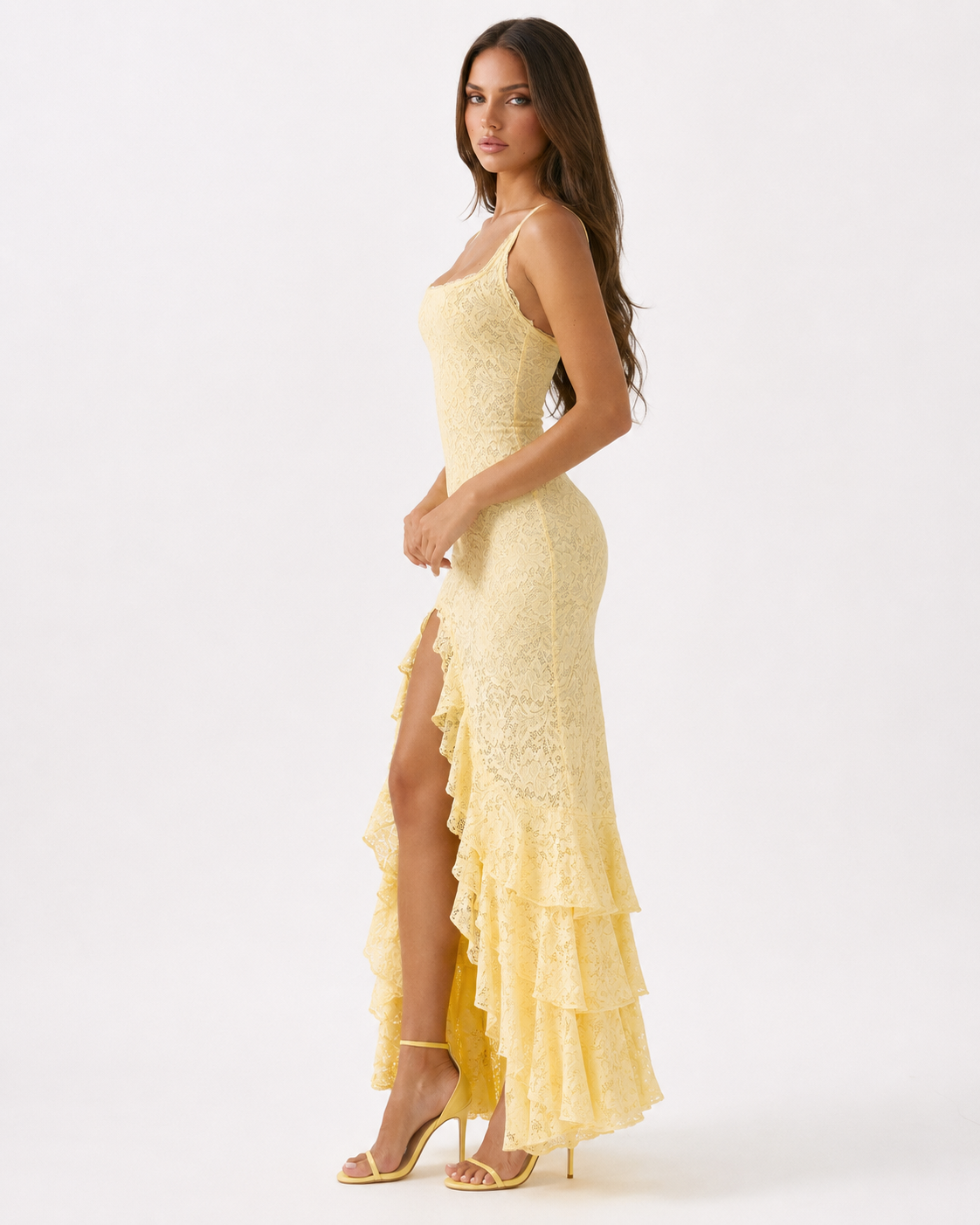 Berta | Vestido Maxi de Encaje con Volantes