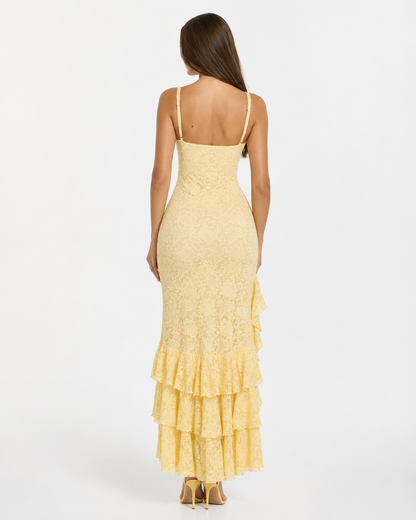 Berta | Vestido Maxi de Encaje con Volantes