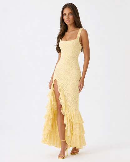 Berta | Vestido Maxi de Encaje con Volantes