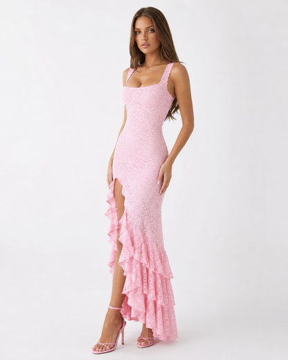 Berta | Vestido Maxi de Encaje con Volantes