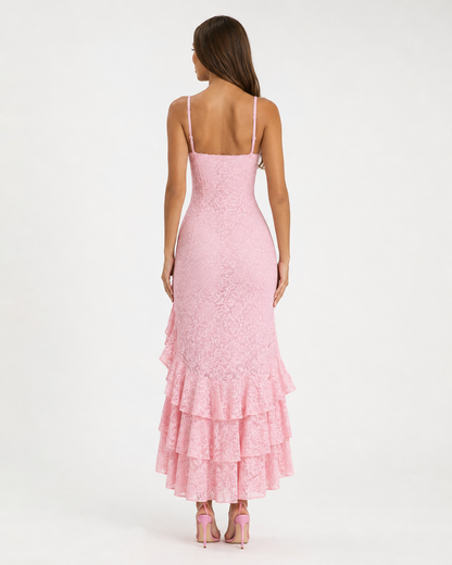 Berta | Vestido Maxi de Encaje con Volantes