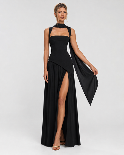 Irene | Vestido Maxi con Pañuelo y Abertura