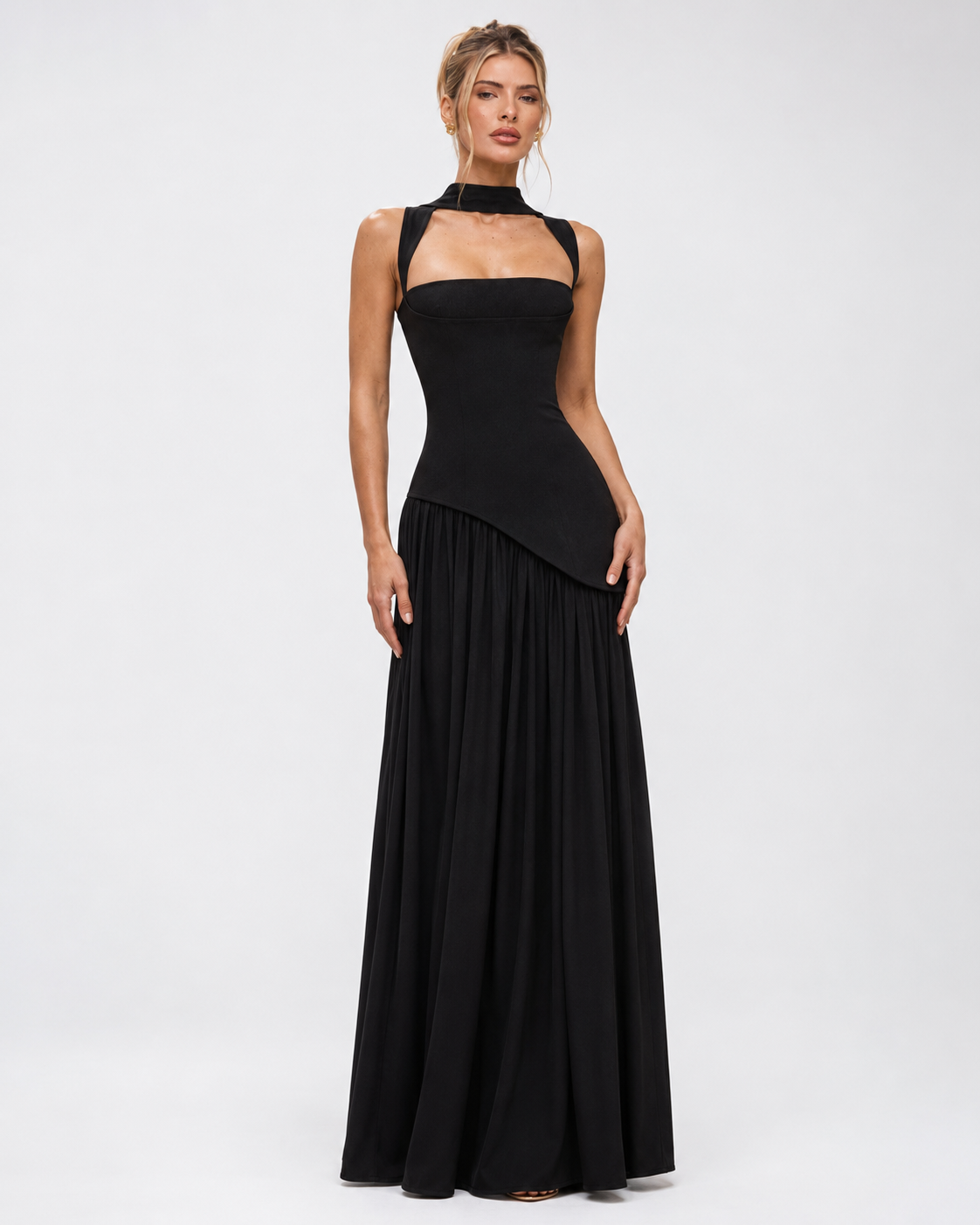 Irene | Vestido Maxi con Pañuelo y Abertura