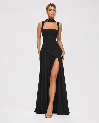 Irene | Vestido Maxi con Pañuelo y Abertura