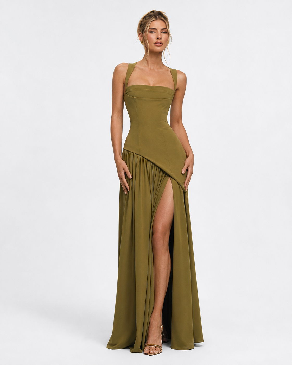 Irene | Vestido Maxi con Pañuelo y Abertura