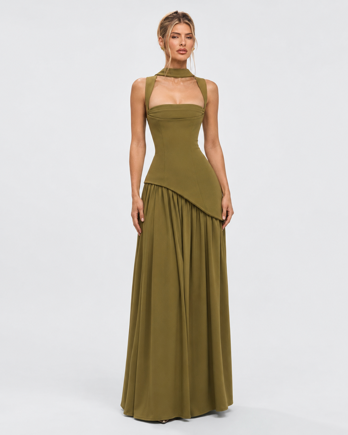 Irene | Vestido Maxi con Pañuelo y Abertura