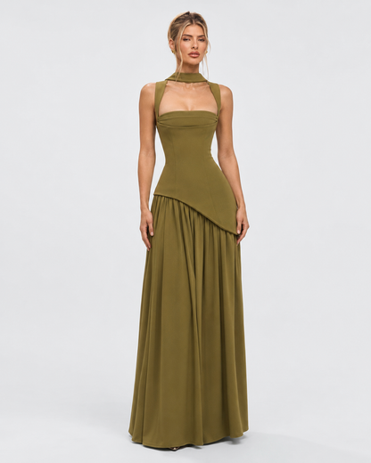 Irene | Vestido Maxi con Pañuelo y Abertura