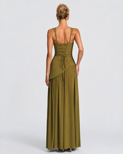 Irene | Vestido Maxi con Pañuelo y Abertura