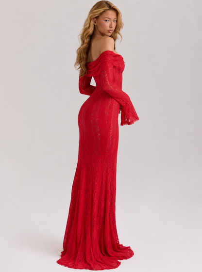 Pilar | Vestido Largo de Encaje con Mangas Acampanadas