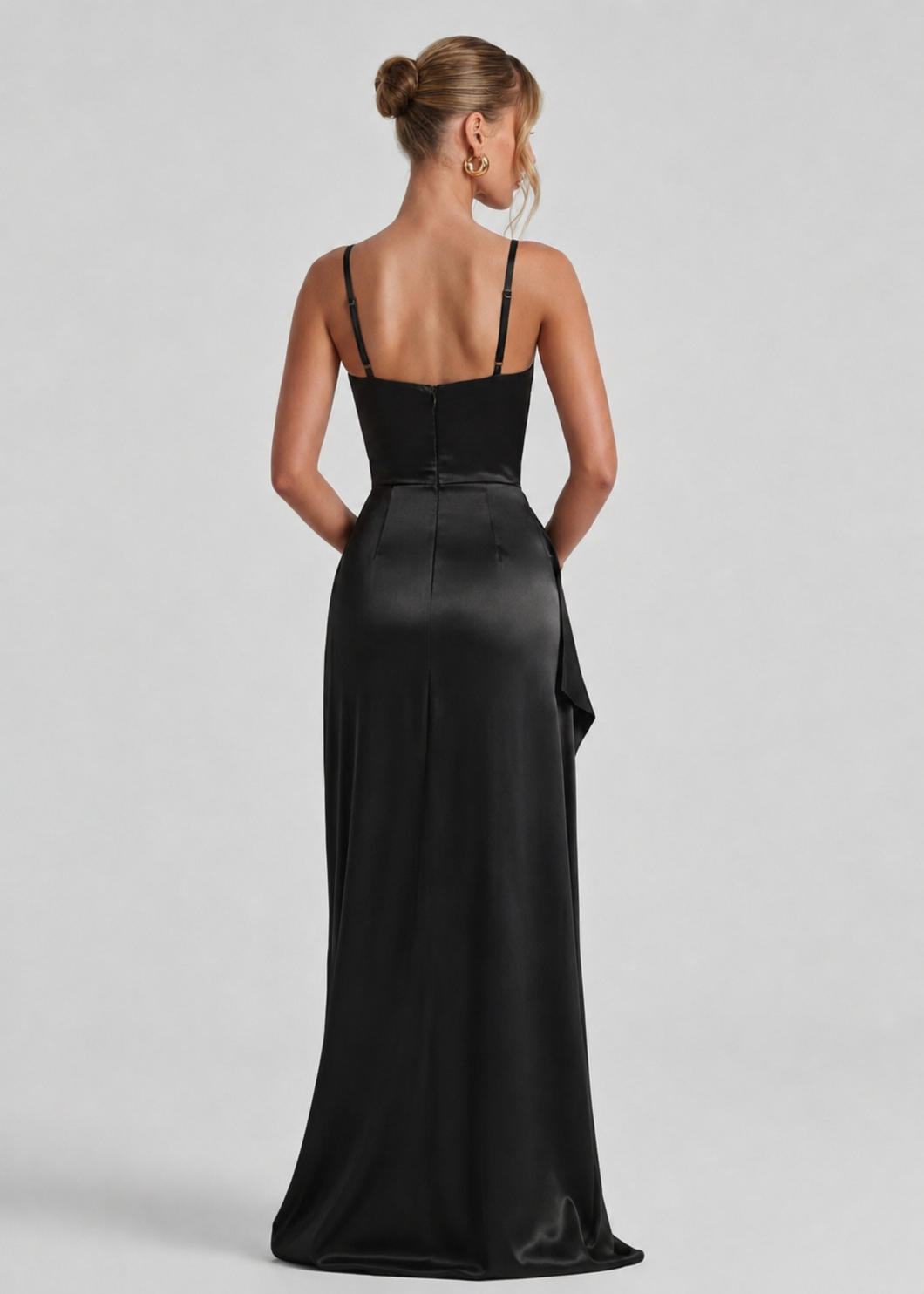 Cristina | Vestido Maxi Satinado con Espalda Cruzada