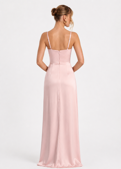 Cristina | Vestido Maxi Satinado con Espalda Cruzada