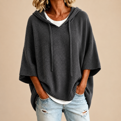 Bárbara | Poncho de punto con capucha