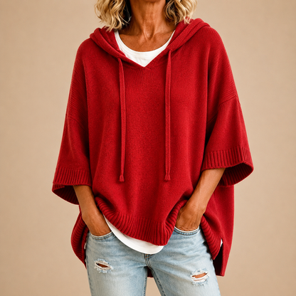 Bárbara | Poncho de punto con capucha