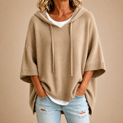 Bárbara | Poncho de punto con capucha