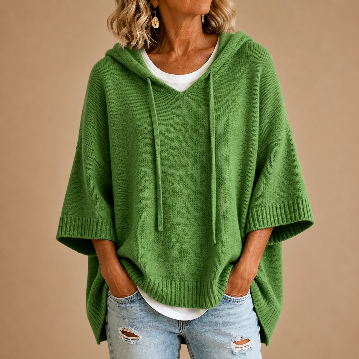 Bárbara | Poncho de punto con capucha