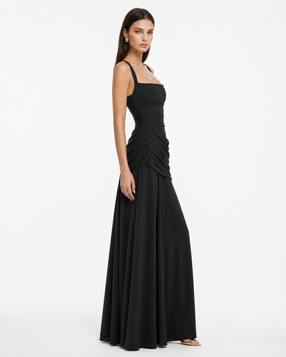 Sara | Vestido Maxi Escote Cuadrado Drapeado