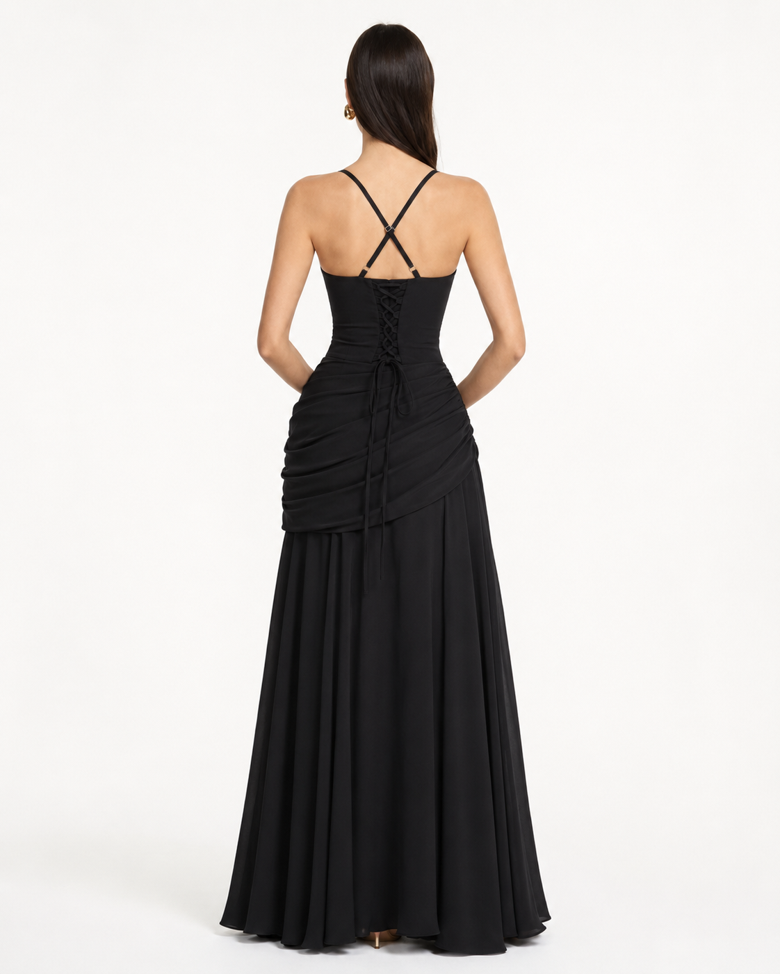 Sara | Vestido Maxi Escote Cuadrado Drapeado