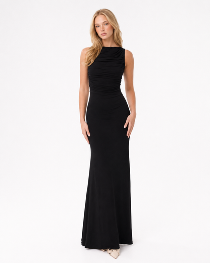 Aitana | Vestido Maxi Fruncido con Espalda Abierta