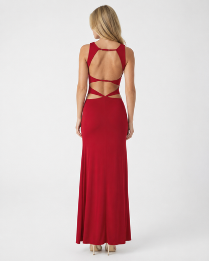 Aitana | Vestido Maxi Fruncido con Espalda Abierta