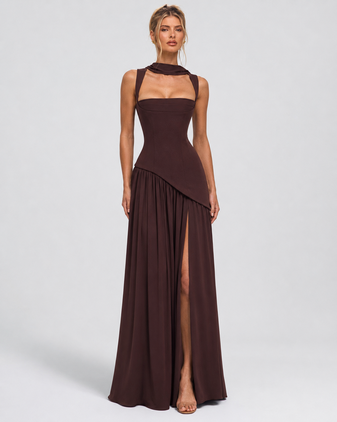 Irene | Vestido Maxi con Pañuelo y Abertura