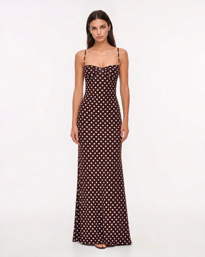 Candela | Vestido Maxi de Lunares con Espalda Abierta