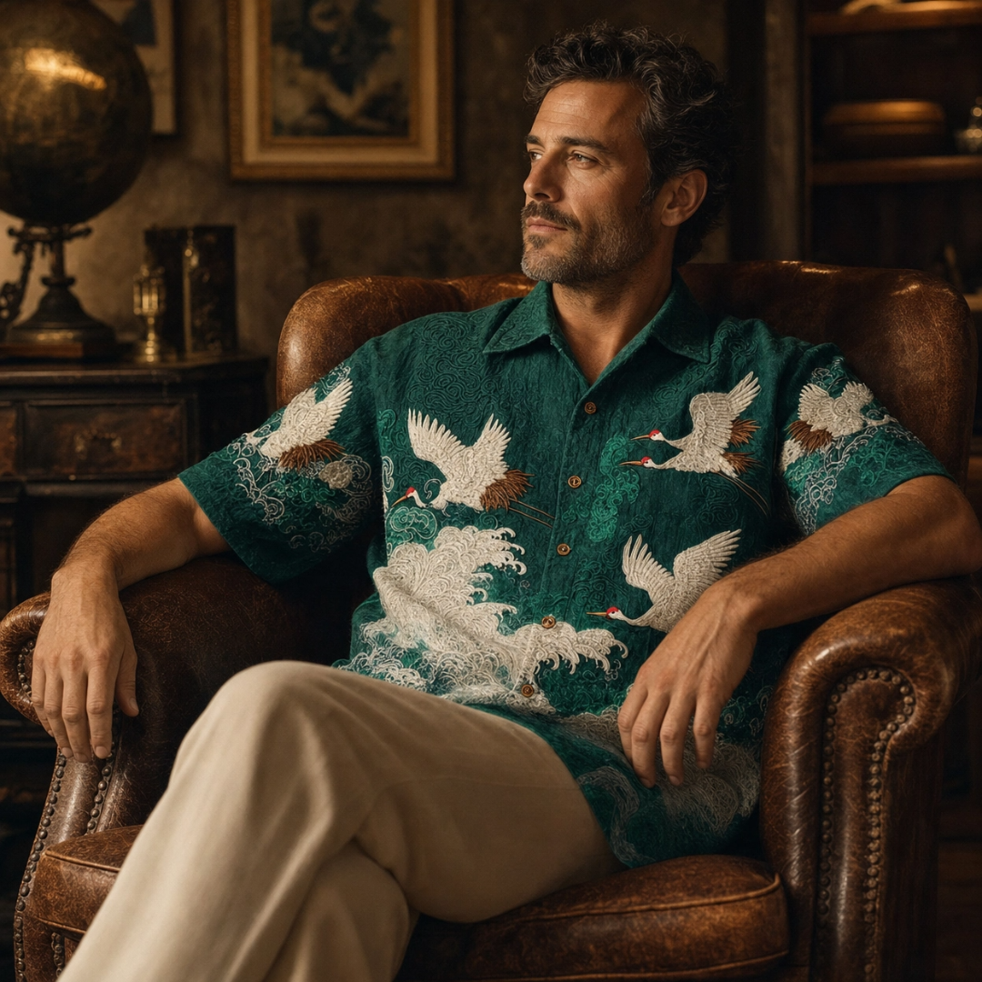 Felipe | Camisa de verano con diseño de grullas