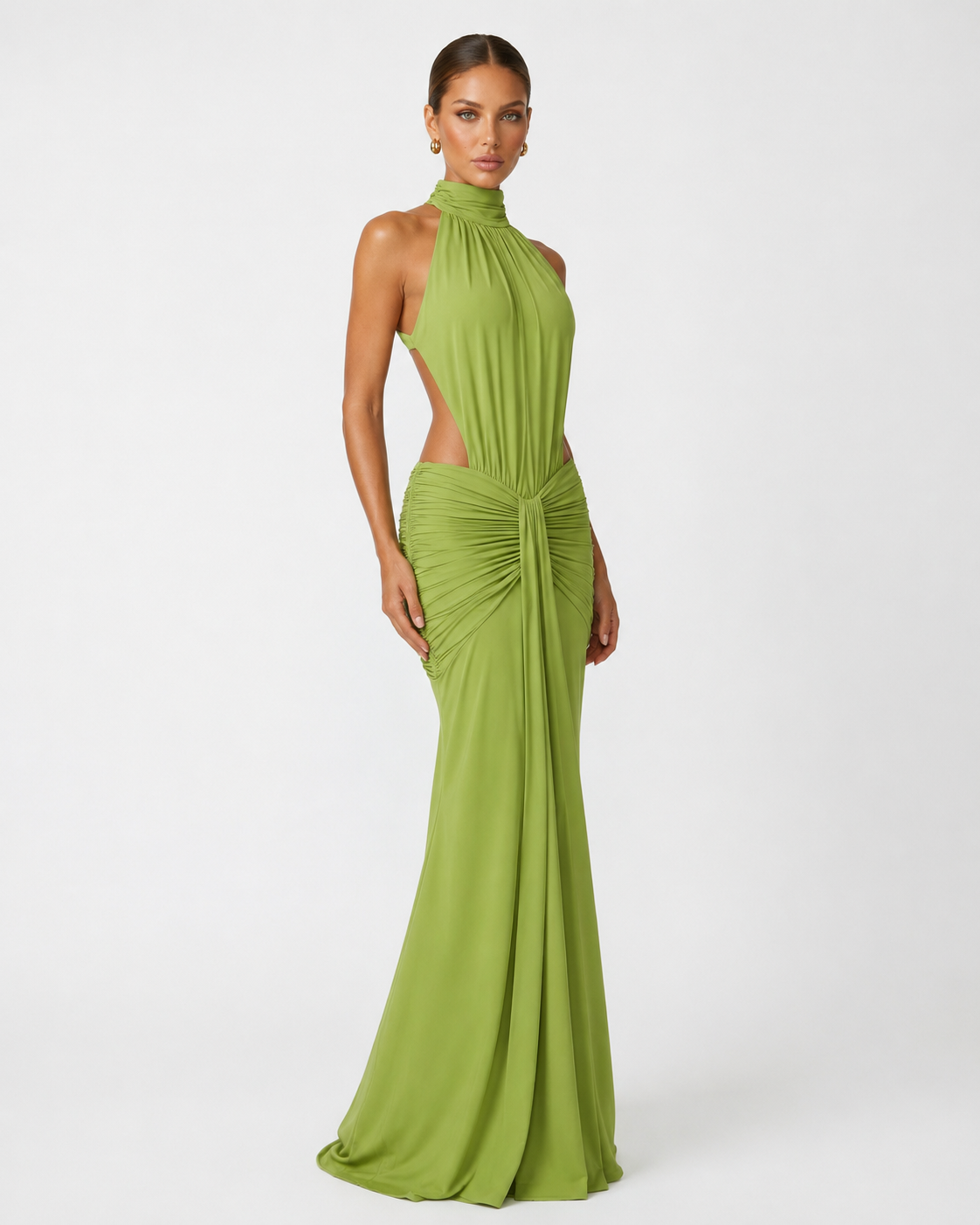 Vega | Vestido Largo Cuello Alto con Espalda Abierta