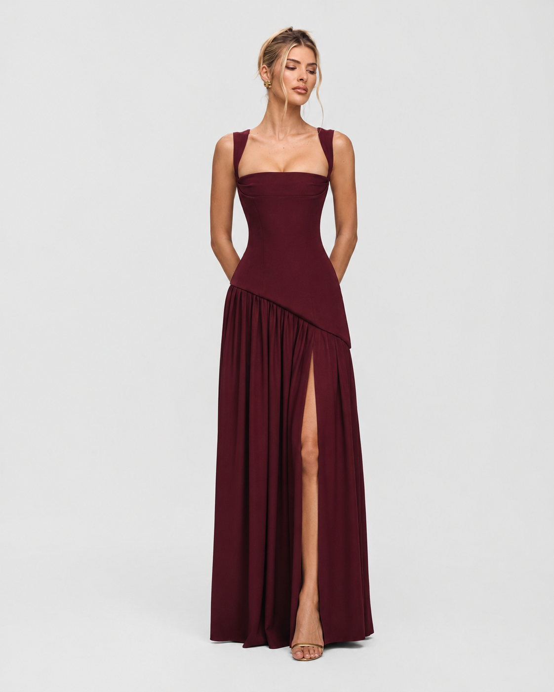 Irene | Vestido Maxi con Pañuelo y Abertura