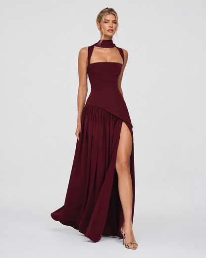 Irene | Vestido Maxi con Pañuelo y Abertura