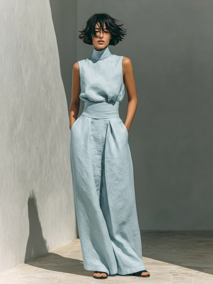 Trinidad | Conjunto minimalista con blusa sin mangas y pantalón ancho