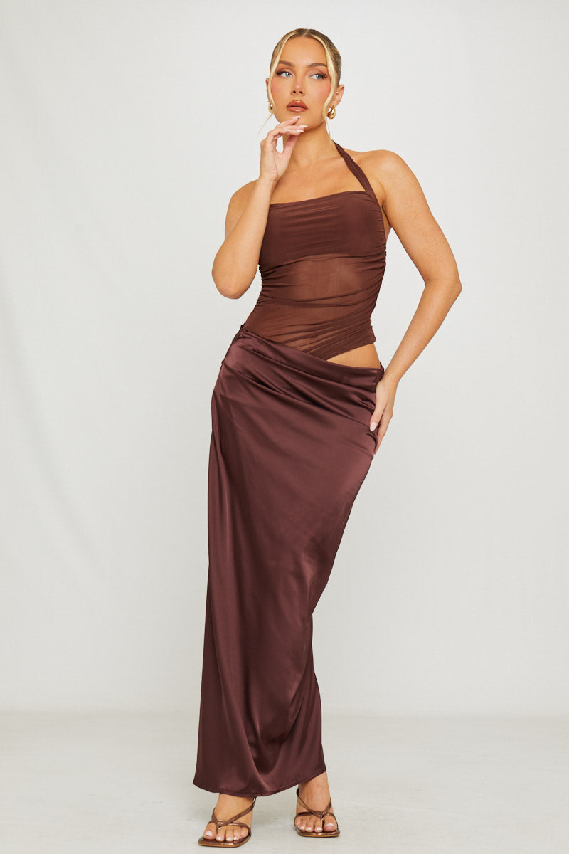 Mónica | Vestido Maxi Halter de Tul y Satén