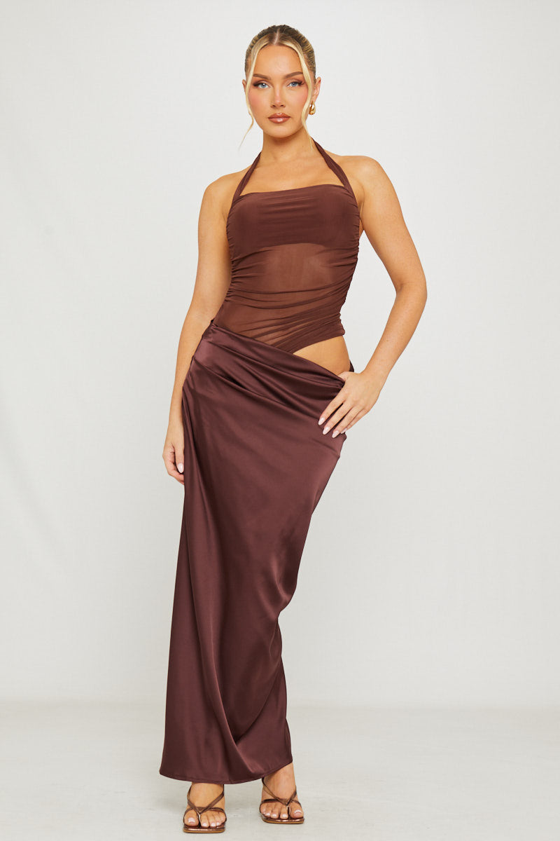 Mónica | Vestido Maxi Halter de Tul y Satén