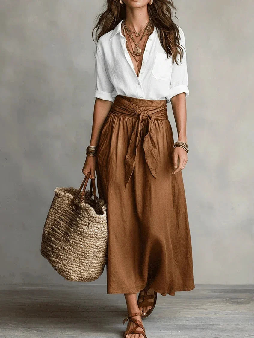Vida Blusa Negra y Falda Midi