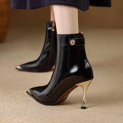 Coral | Botines de piel auténtica con tacón