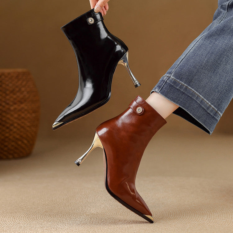 Coral | Botines de piel auténtica con tacón