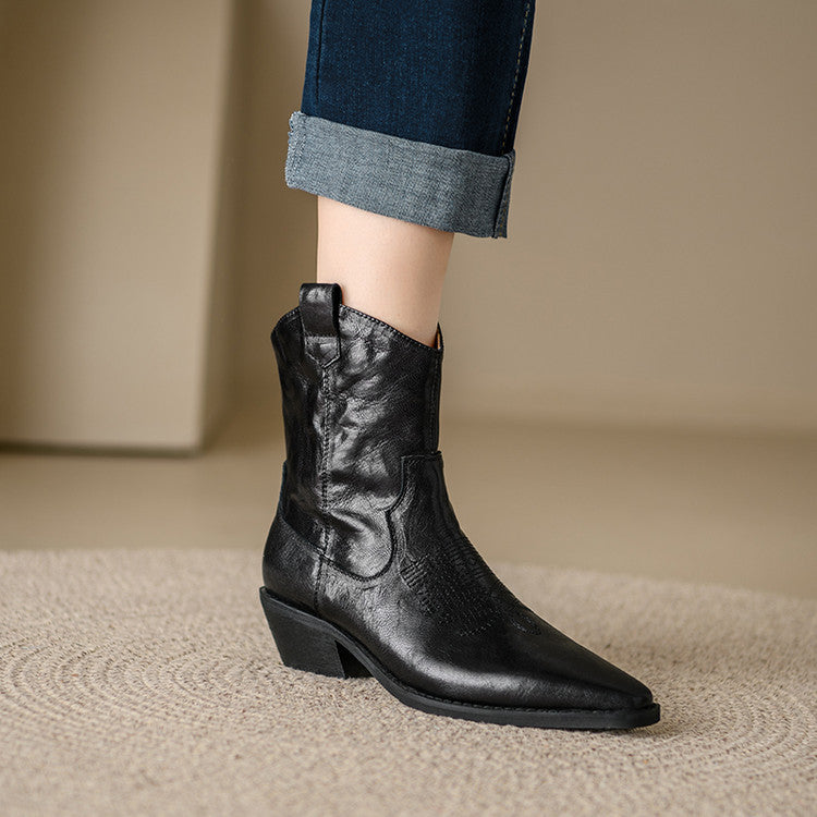 Penélope | Botas de piel auténtica estilo western