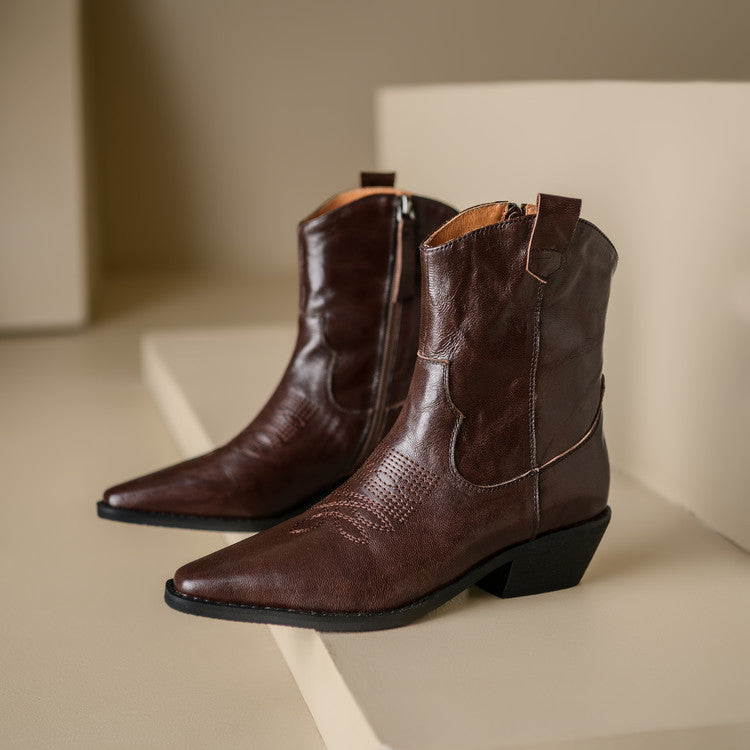 Penélope | Botas de piel auténtica estilo western