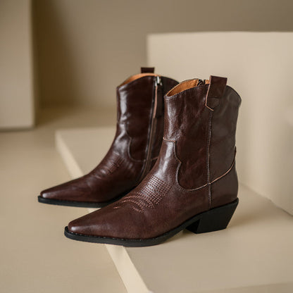 Penélope | Botas de piel auténtica estilo western