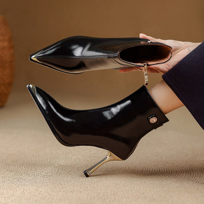 Coral | Botines de piel auténtica con tacón