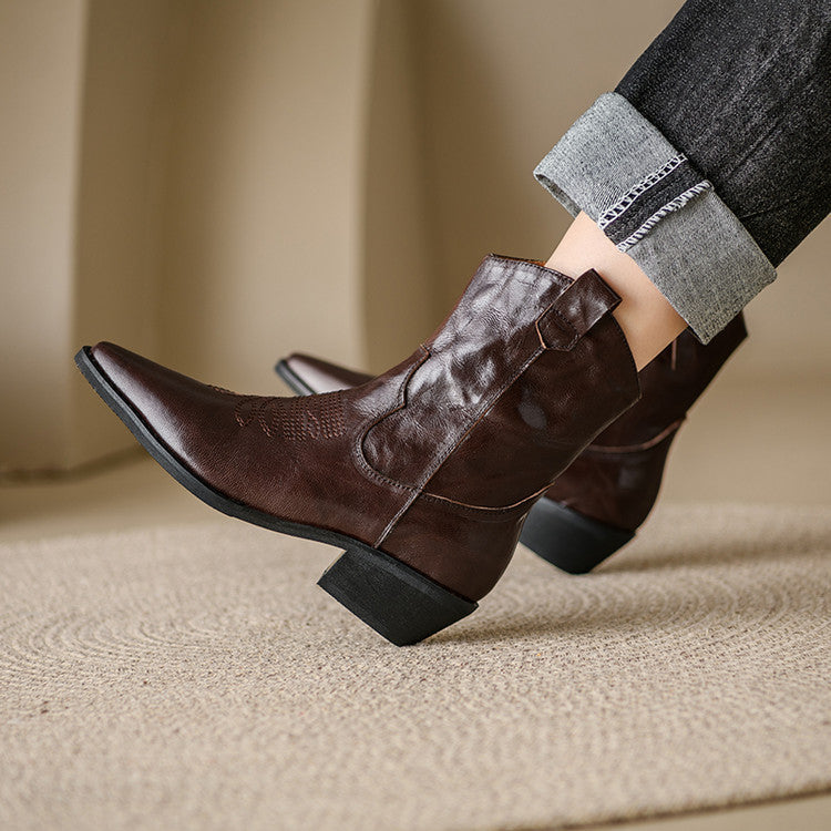 Penélope | Botas de piel auténtica estilo western
