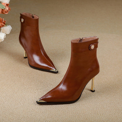 Coral | Botines de piel auténtica con tacón