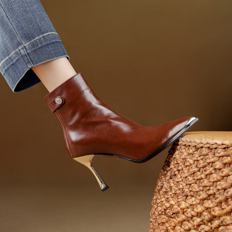 Coral | Botines de piel auténtica con tacón