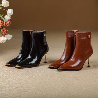 Coral | Botines de piel auténtica con tacón