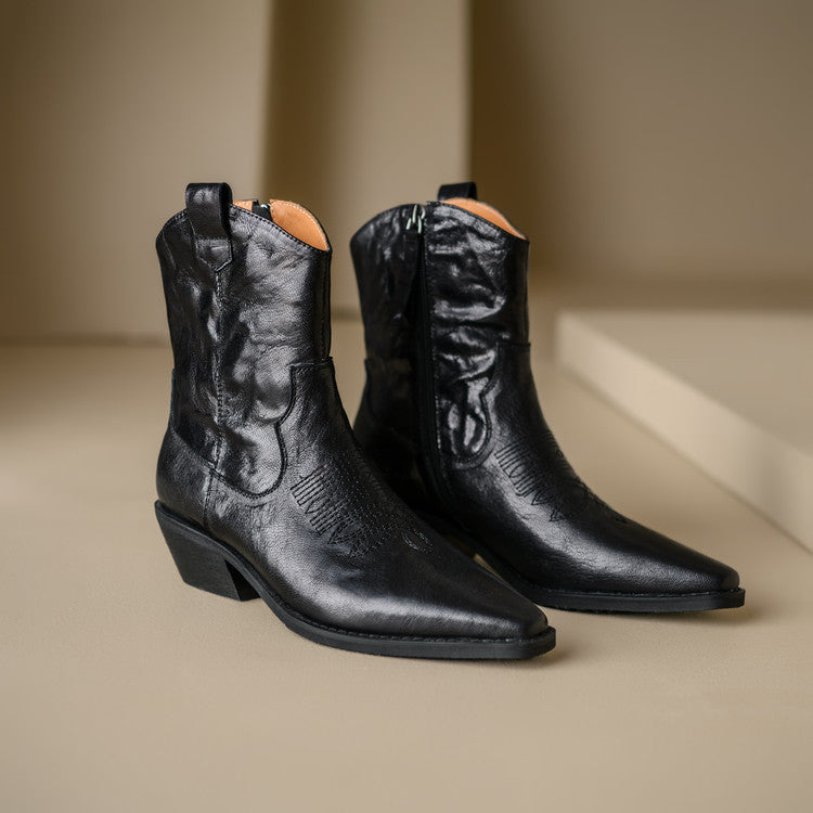 Penélope | Botas de piel auténtica estilo western