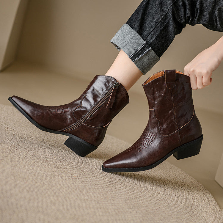 Penélope | Botas de piel auténtica estilo western