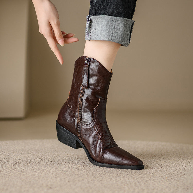 Penélope | Botas de piel auténtica estilo western