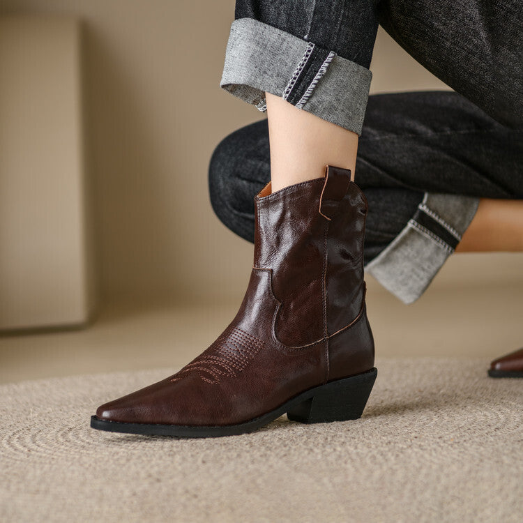 Penélope | Botas de piel auténtica estilo western
