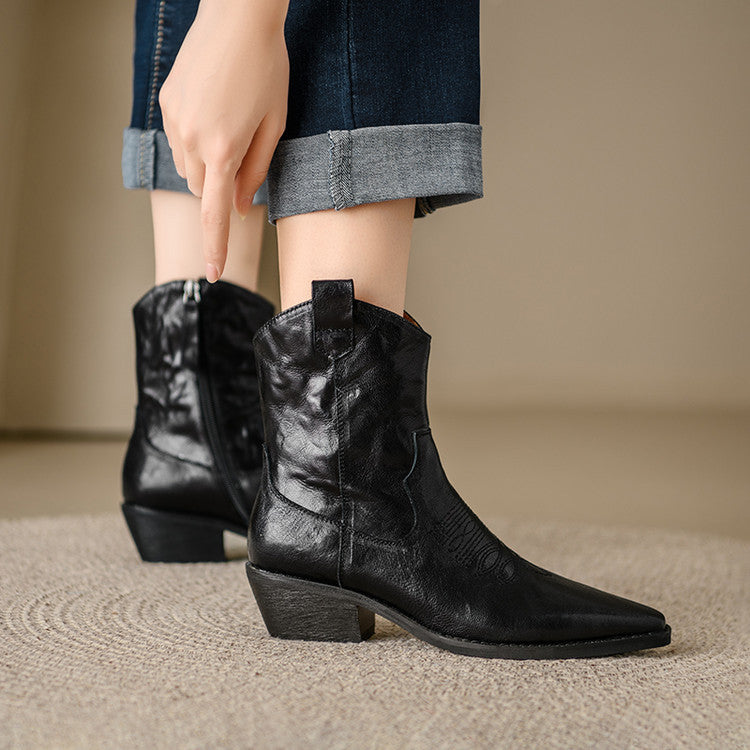 Penélope | Botas de piel auténtica estilo western